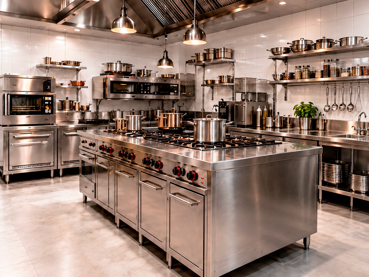Cocina profesional de un bar en Madrid con equipamiento de hostelería
